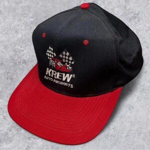 Vintage Krew Auto Products Racing Snapback Hat KC Cap Black Red